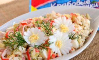 Вкусные рецепты крабового салата с рисом